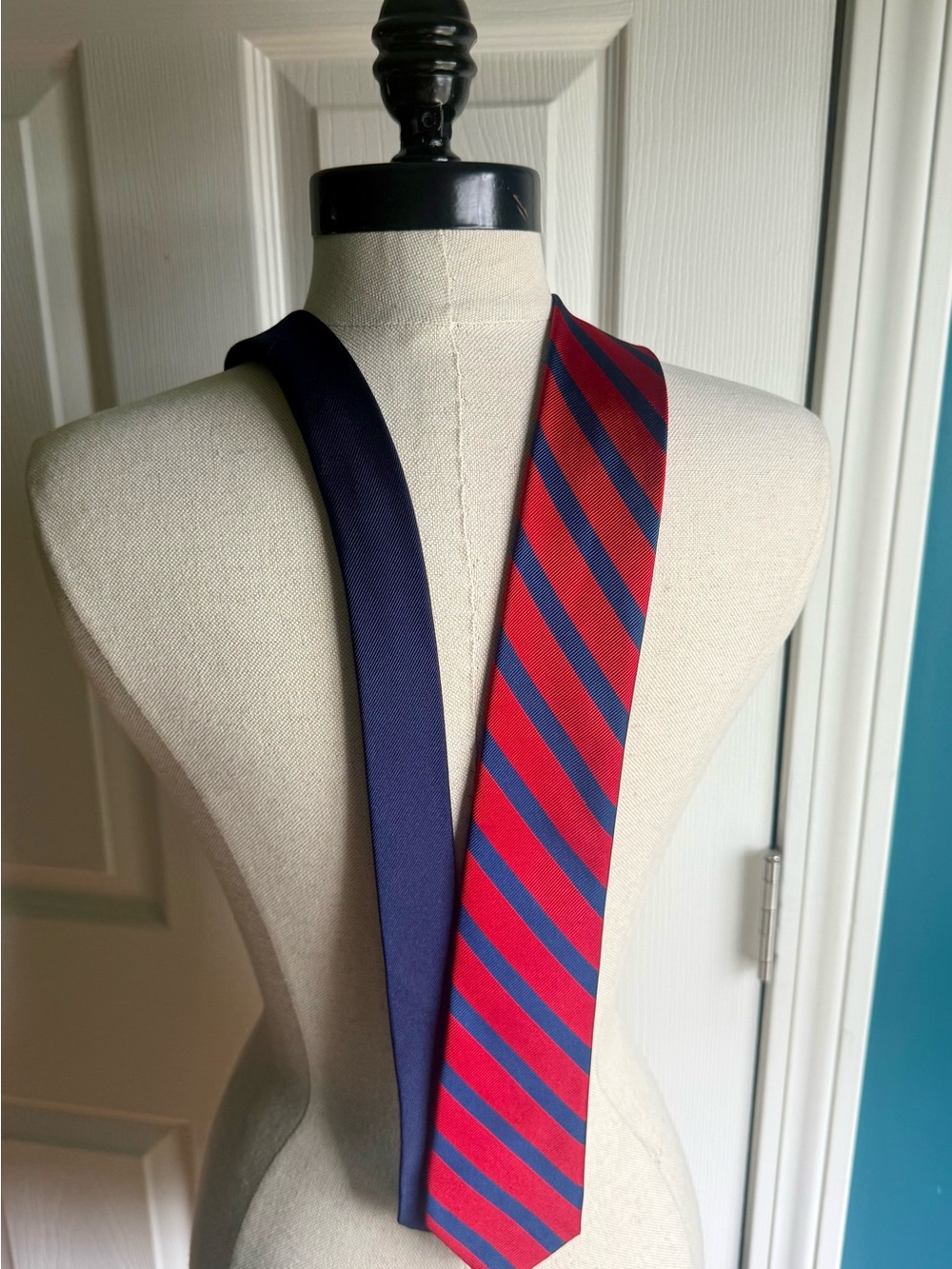 Tommy Hilfiger Reversible Tie in Navy and Red/Blue Stripes